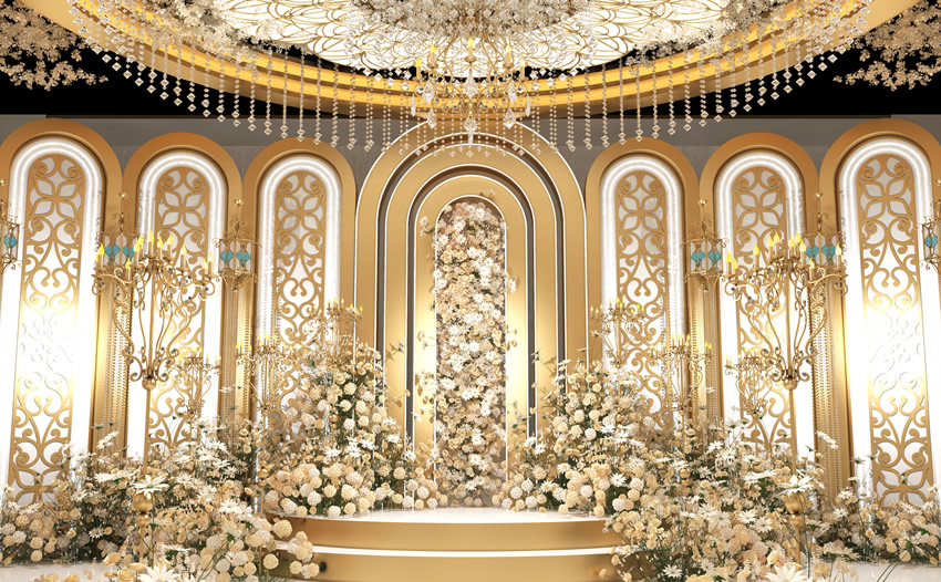 蓝田香槟色调婚礼堂效果展示